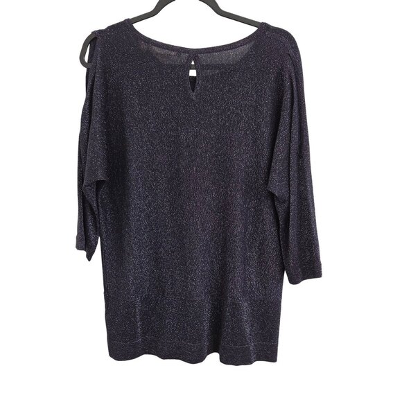 Soft Surroundings Womens Metallic Knit Tunic PM Cold Shoulder Black 3981 - Picture 2 of 10